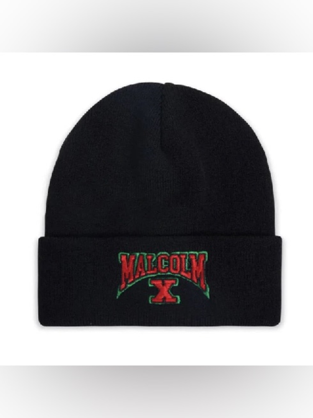 Malcolm X Black Knit Hat Beanie Cap Reason Brand Adult One Size Fits All New NWT